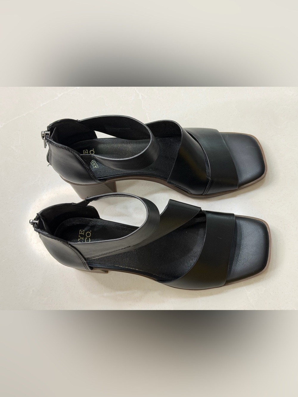 Frye & Co Roxy Black Strappy Block Heel Sandals Boho Minimalist, 8 - Picture 3 of 13
